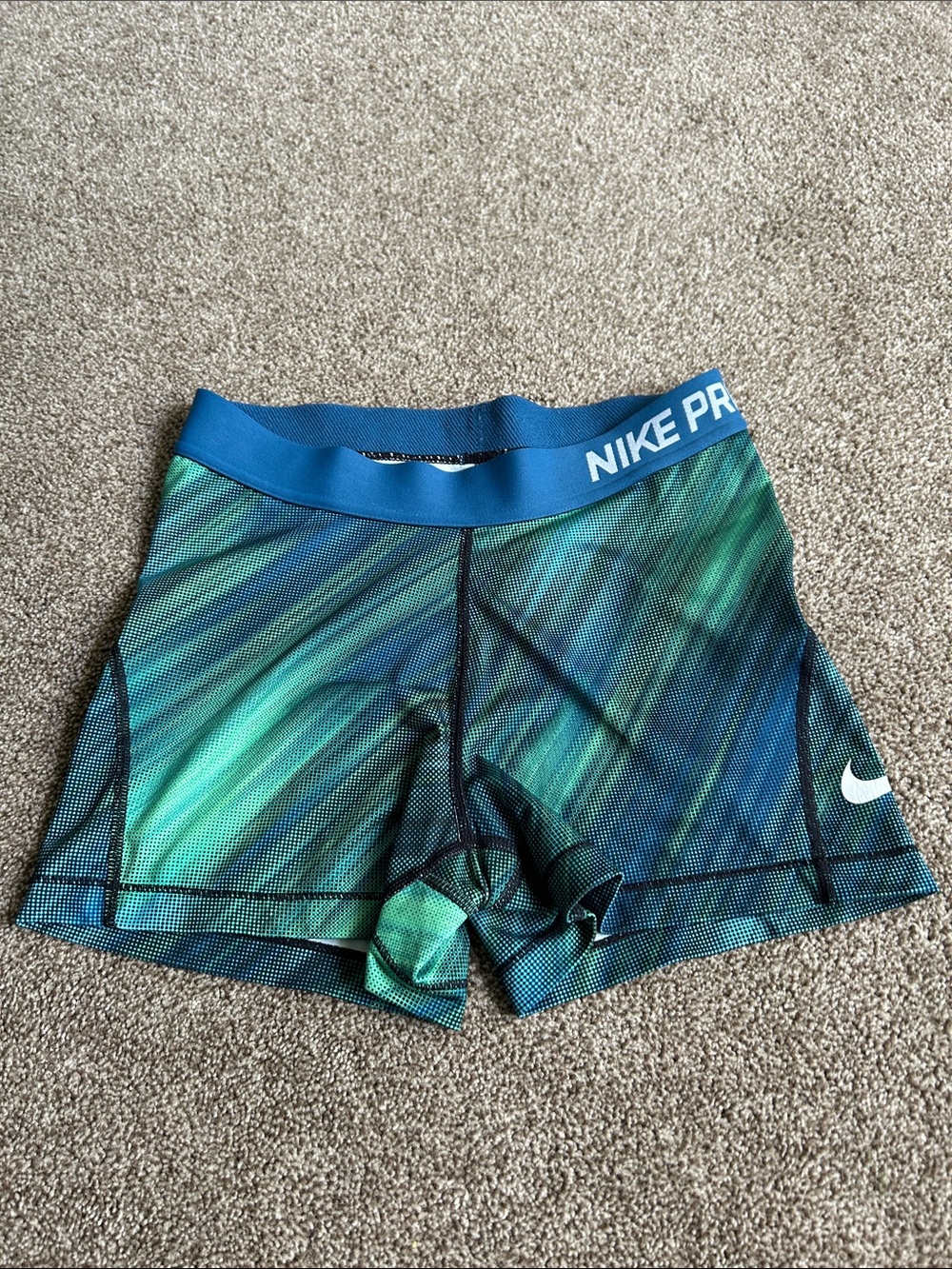Nike Pro Teal and Blue Gradient Compression Shorts